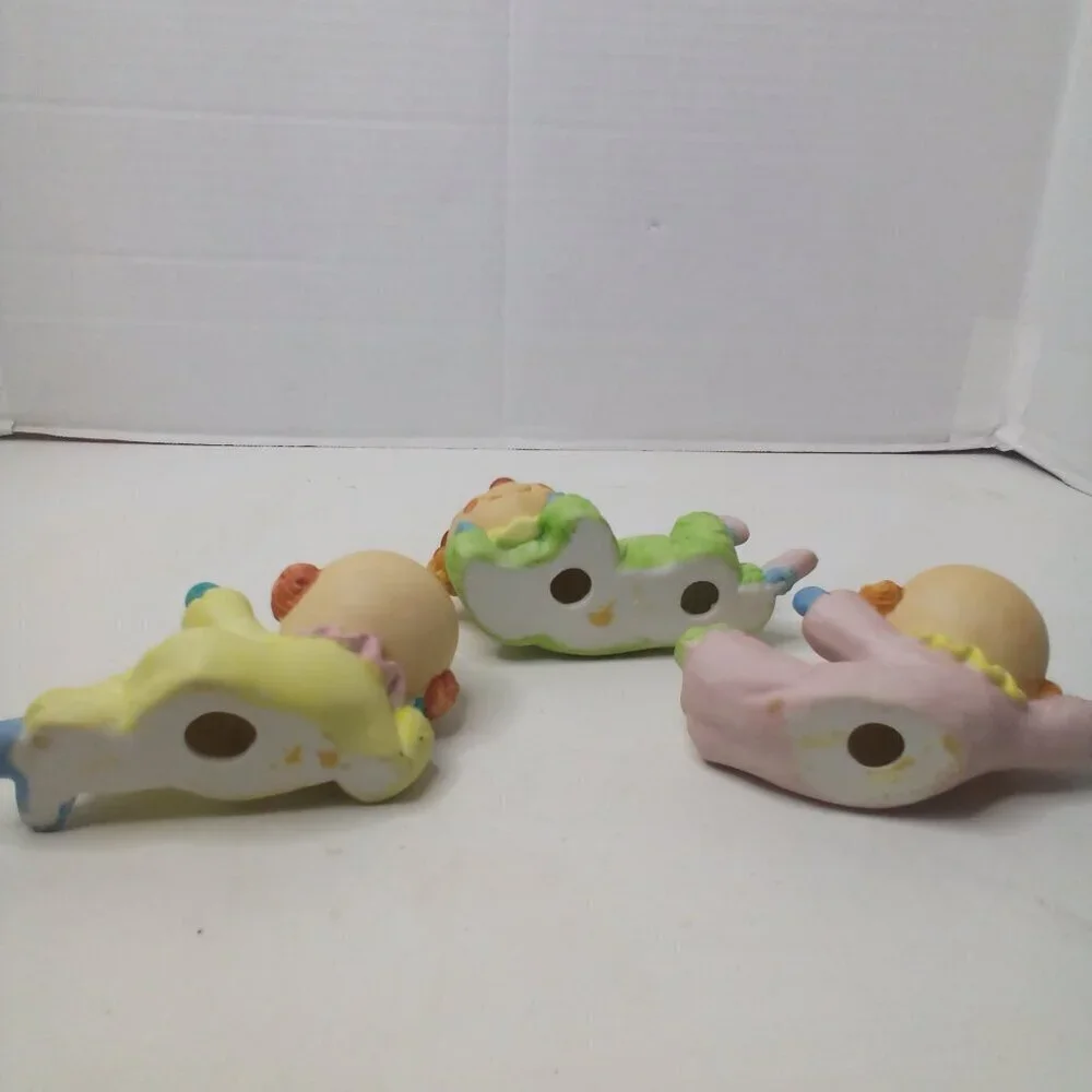 Vintage Ceramic Baby Clowns Lot of 3 Figurine Painted Shelf Sitter